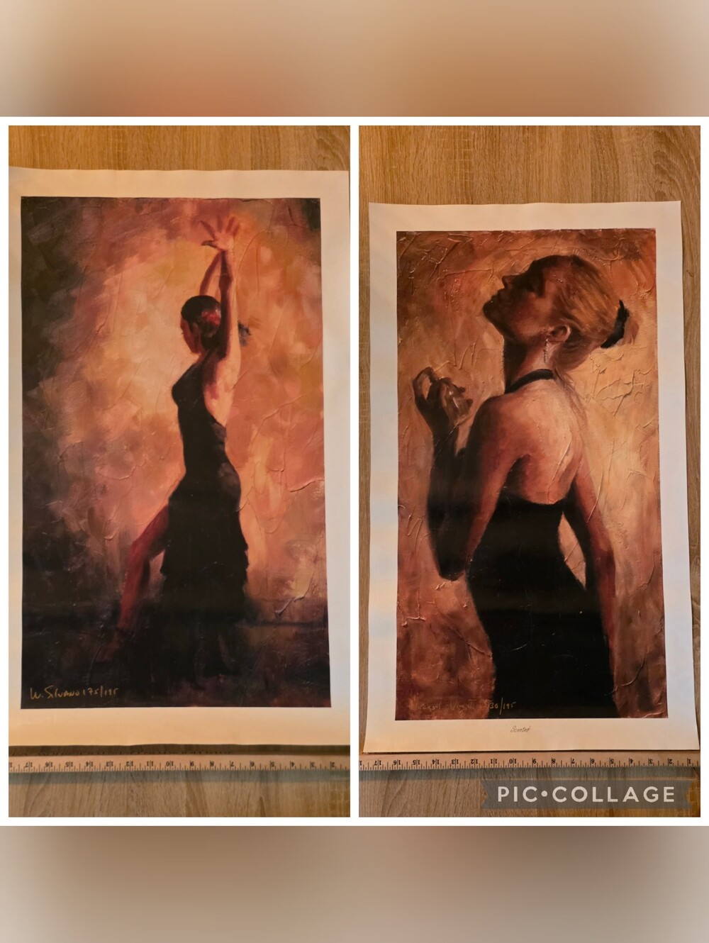 Pair Michael Vincent & W. Silvano Signed Canvas Art Scented Ltd Ed Figurative
